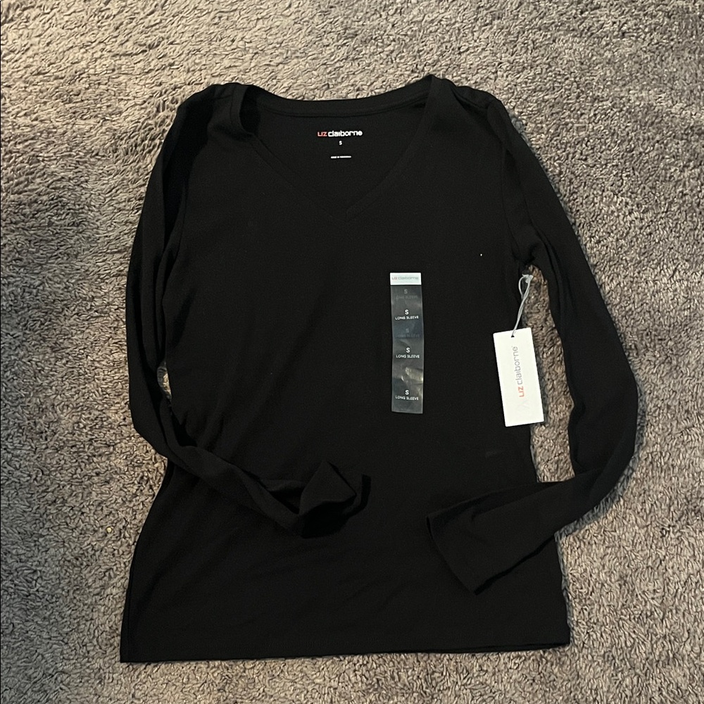 Liz Claiborne Elegant Black V-Neck Top